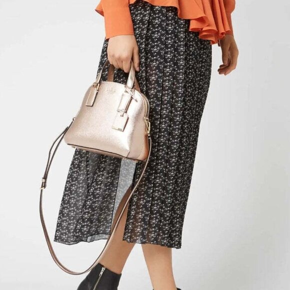 Kate Spade Small Lottie Rose Gold Crossbody Satchel Women Leather Bag Top Handle - Picture 4 of 9